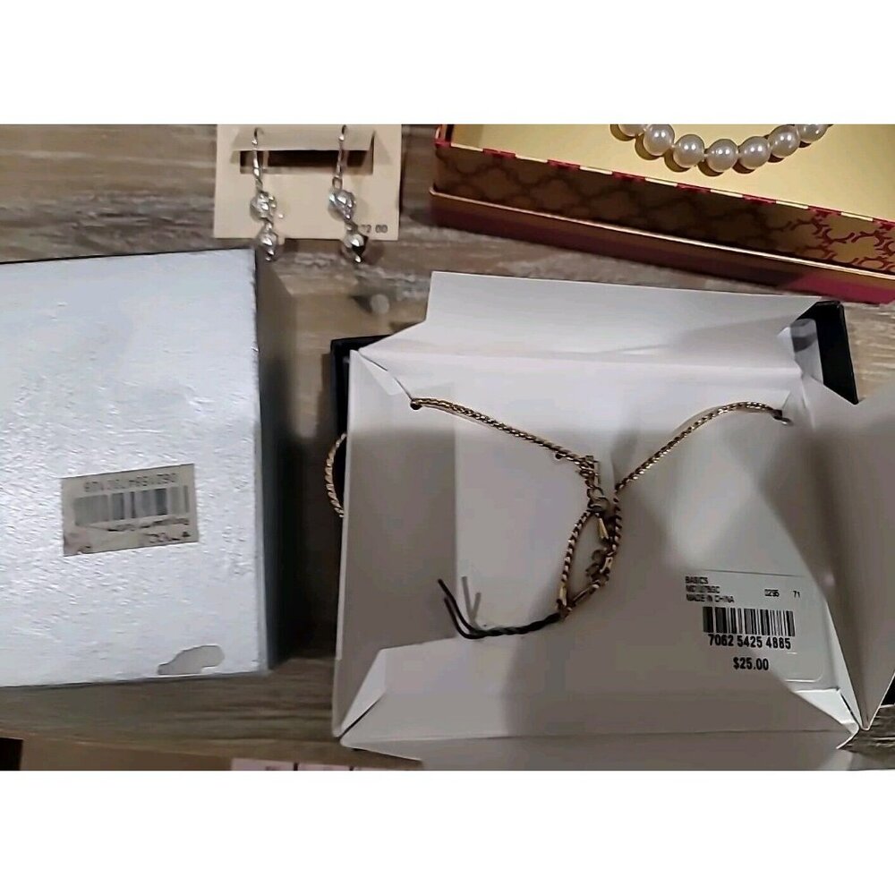 Charter Club & Nine West 2 Necklaces Ruby Pearl & 2 Earrings Pearl Crystal New - Picture 5 of 13